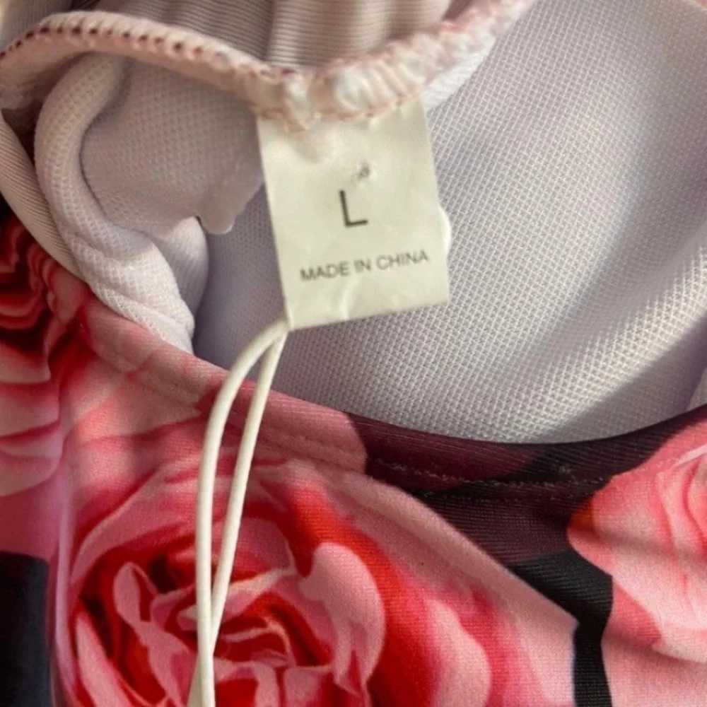 Brazilian Floral Rose Print Swimsuit Large NWT